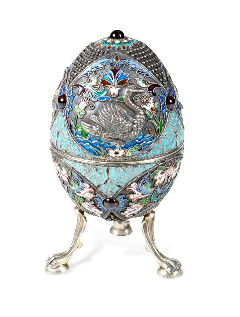 Mosca, XX secolo Scatola a foggia di uovo  - Auction Collectors' Silvers - I - Cambi Casa d'Aste