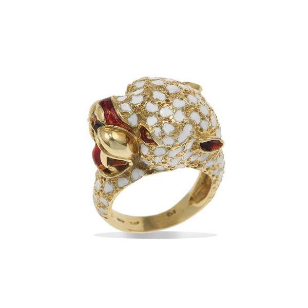 Enamel and gold ring