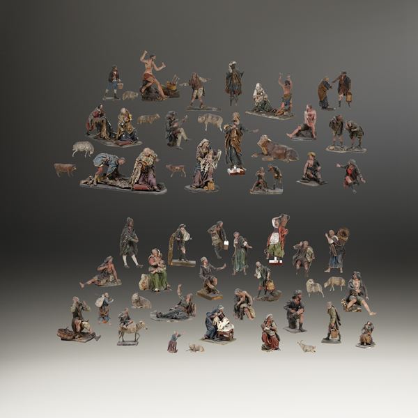 Importante e raro compendio di figure del presepe siciliano. Probabilmente Trapani XVIII-XIX secolo