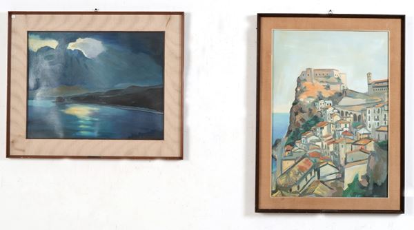 A firma M. Benedetto Scilla di notte - Veduta di Scilla