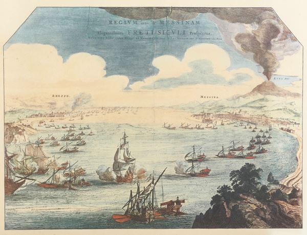 Anonimo- derivata da incisone di Girolamo Cock Veduta dello stretto di Messina