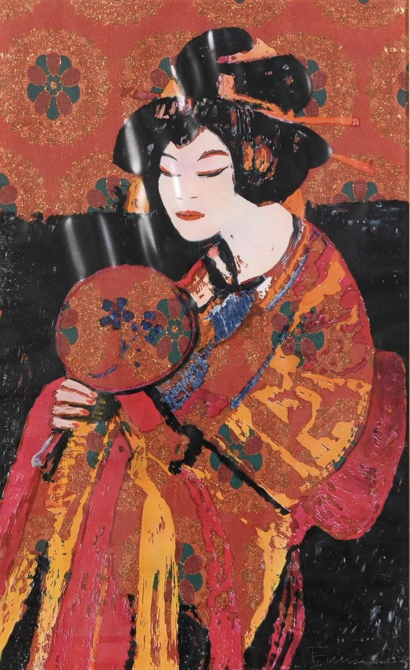 Salvatore Fiume : Geisha  - litografia su cellotex - Asta Modern & Contemporary - Cambi Casa d'Aste