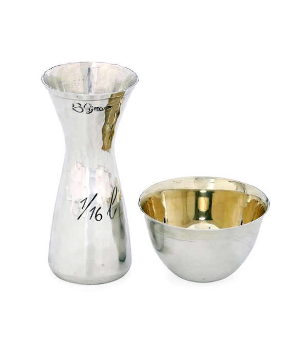 Decanter e ciotola. Argenteria artistica fiorentina del XX-XXI secolo, argentiere Brandimarte.  