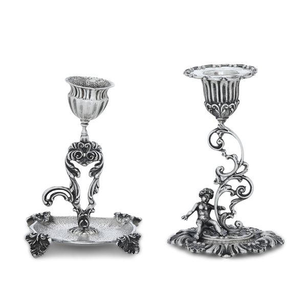 Due portacandele. Argenteria italiana della prima metà del XX secolo