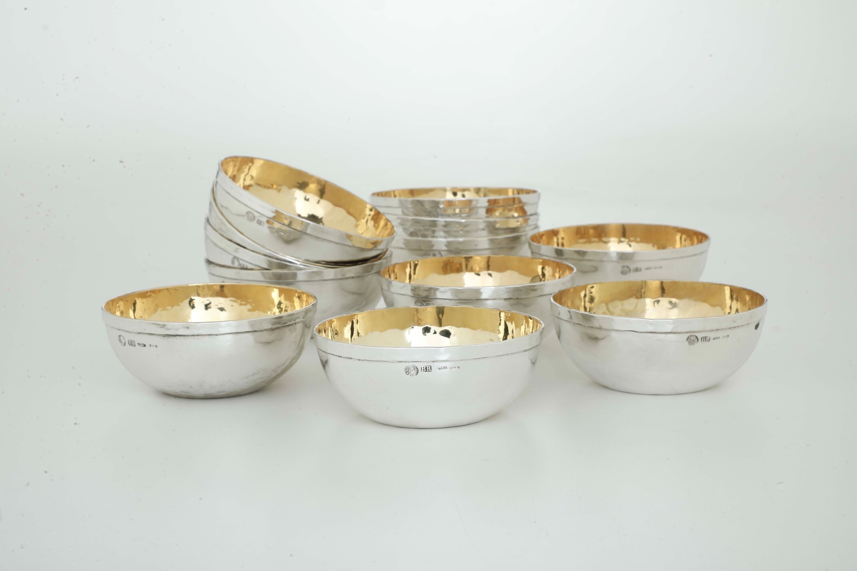 Set di Dodici Ciotoline. Argenteria Artistica Fiorentina del XX-XXI Secolo, Argentiere Brandimart...