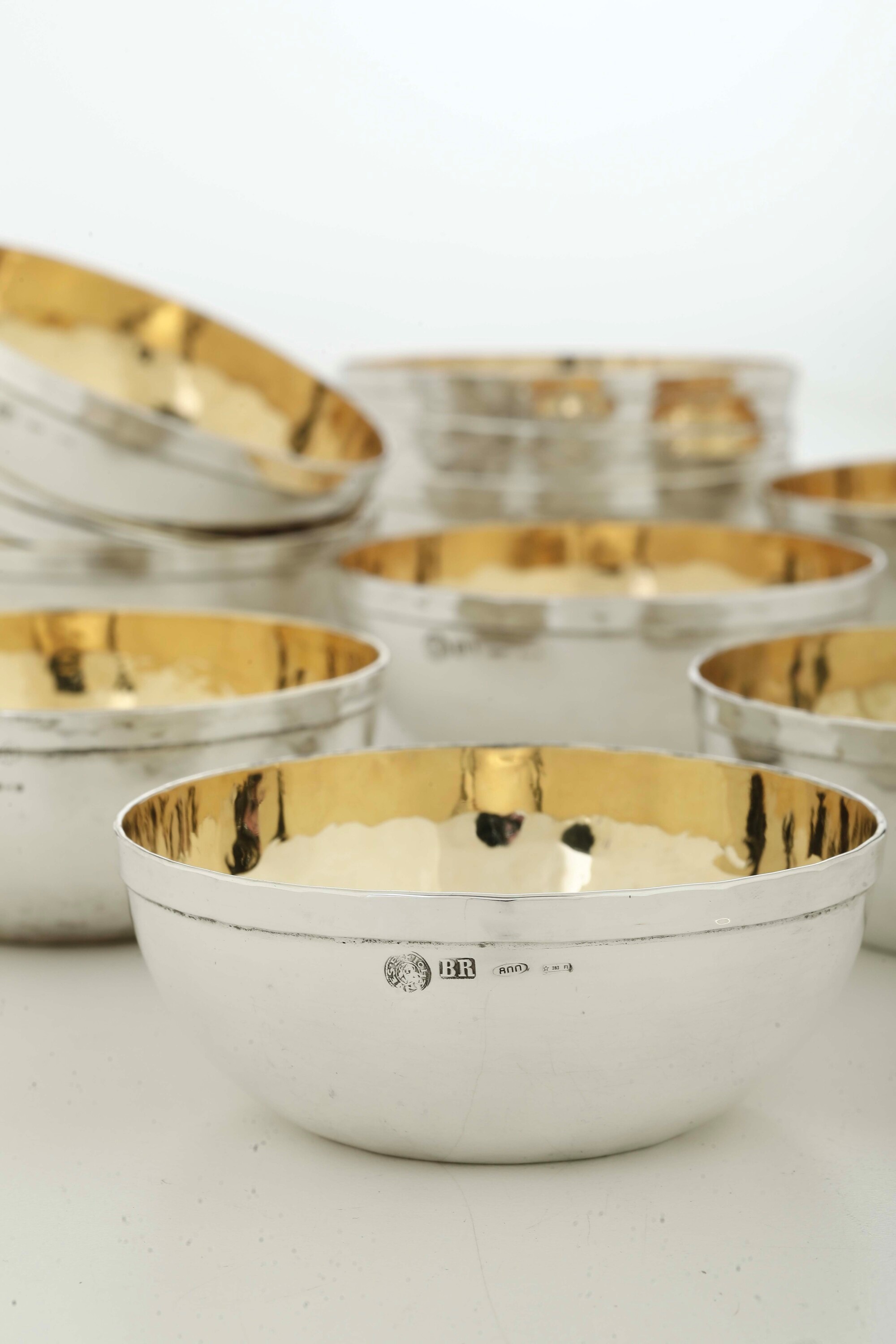 Set di Dodici Ciotoline. Argenteria Artistica Fiorentina del XX-XXI Secolo, Argentiere Brandimart...