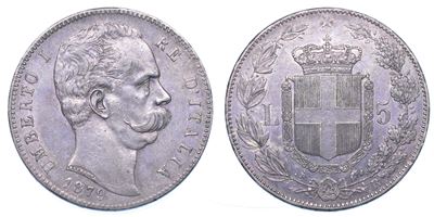 Regno D’italia. Umberto i di Savoia, 1878-1900. 5 Lire 1879.