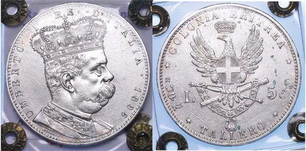 REGNO D'ITALIA. COLONIA ERITREA. UMBERTO I DI SAVOIA, 1890-1896. Tallero 1896.