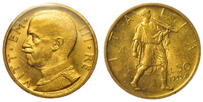 Regno D'italia. Vittorio Emanuele III di Savoia, 1900-1946. 50 Lire 1933/a. XI. Littore.