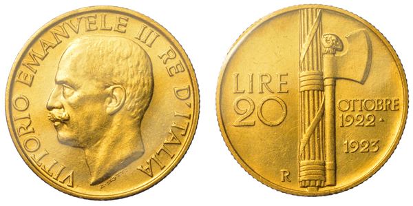 REGNO D'ITALIA. VITTORIO EMANUELE III DI SAVOIA, 1900-1946. 20 Lire 1923. Fascetto.