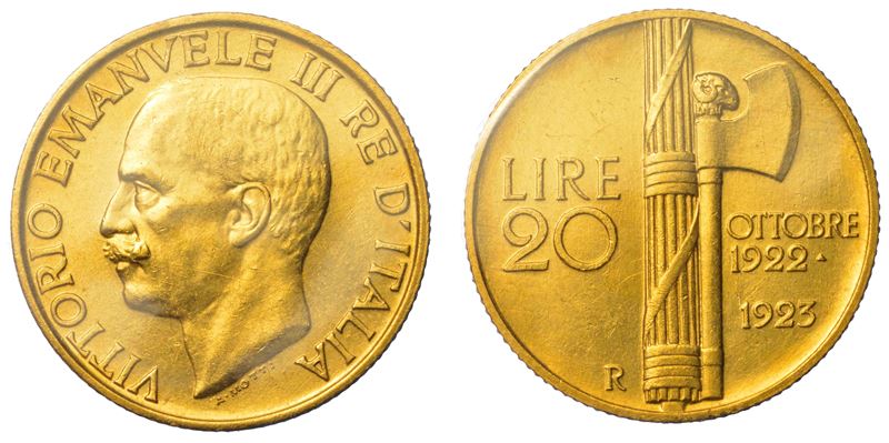 REGNO D'ITALIA. VITTORIO EMANUELE III DI SAVOIA, 1900-1946. 20 Lire 1923. Fascetto.  - Asta Numismatica - I - Cambi Casa d'Aste