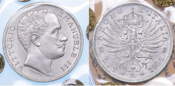REGNO D'ITALIA. VITTORIO EMANUELE III DI SAVOIA, 1900-1946. 2 Lire 1905. Aquila Sabauda.