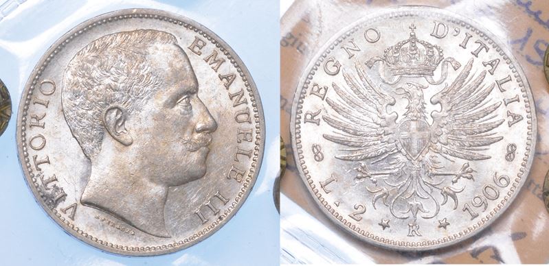 REGNO D'ITALIA. VITTORIO EMANUELE III DI SAVOIA, 1900-1946. 2 Lire 1906. Aquila Sabauda.  - Auction Numismatics - I - Cambi Casa d'Aste