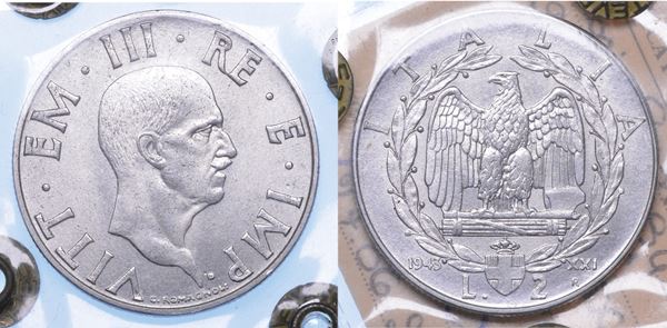 REGNO D'ITALIA. VITTORIO EMANUELE III DI SAVOIA, 1900-1946. 2 Lire 1943. Impero.