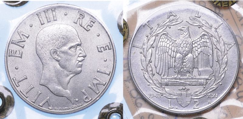 REGNO D'ITALIA. VITTORIO EMANUELE III DI SAVOIA, 1900-1946. 2 Lire 1943. Impero.  - Asta Numismatica - I - Cambi Casa d'Aste