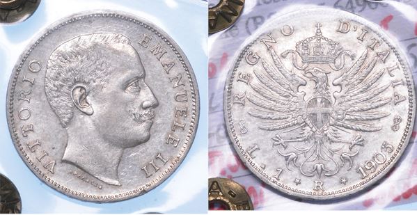 REGNO D'ITALIA. VITTORIO EMANUELE III DI SAVOIA, 1900-1946. Lira 1905. Aquila Sabauda.