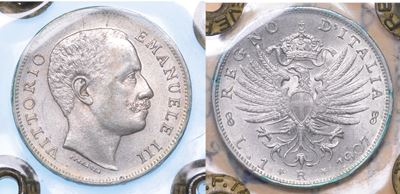 Regno D'italia. Vittorio Emanuele III di Savoia, 1900-1946. Lira 1907. Aquila Sabauda.