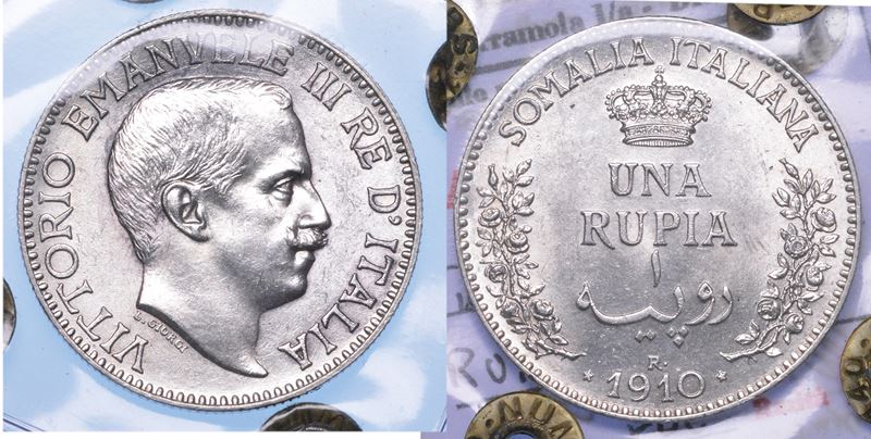 REGNO D'ITALIA. SOMALIA ITALIANA. VITTORIO EMANUELE III DI SAVOIA, 1909-1925. Rupia 1910.  - Auction Numismatics - I - Cambi Casa d'Aste