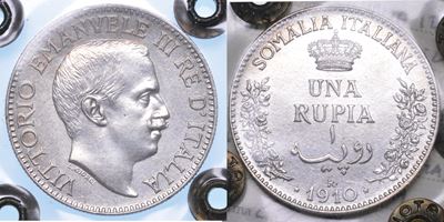 Regno D'italia. Somalia Italiana. Vittorio Emanuele III di Savoia, 1909-1925. Rupia 1910.