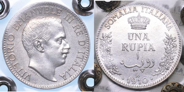 REGNO D'ITALIA. SOMALIA ITALIANA. VITTORIO EMANUELE III DI SAVOIA, 1909-1925. Rupia 1910.