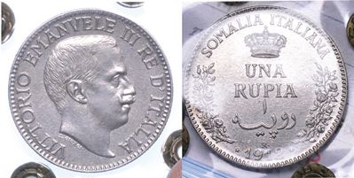 Regno D'italia. Somalia Italiana. Vittorio Emanuele III di Savoia, 1909-1925. Rupia 1912.