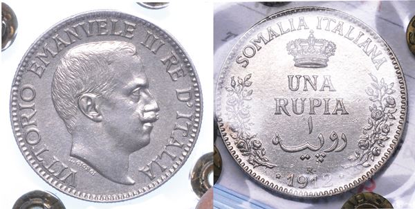 REGNO D'ITALIA. SOMALIA ITALIANA. VITTORIO EMANUELE III DI SAVOIA, 1909-1925. Rupia 1912.