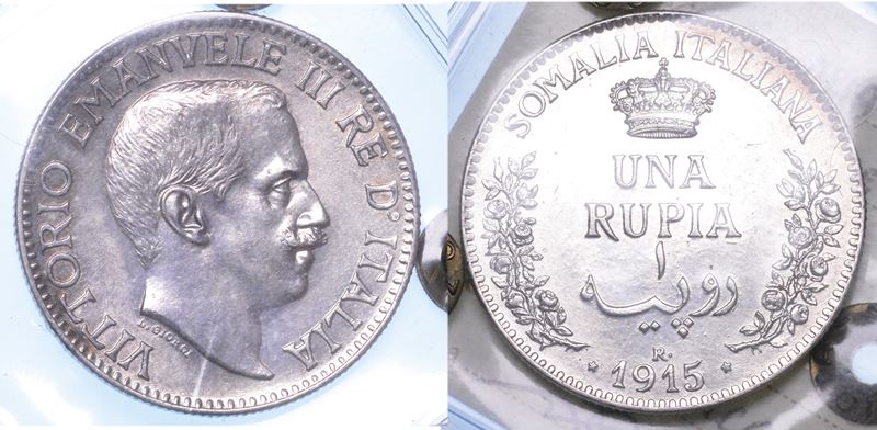 REGNO D'ITALIA. SOMALIA ITALIANA. VITTORIO EMANUELE III DI SAVOIA, 1909-1925. Rupia 1915.  - Asta Numismatica - I - Cambi Casa d'Aste