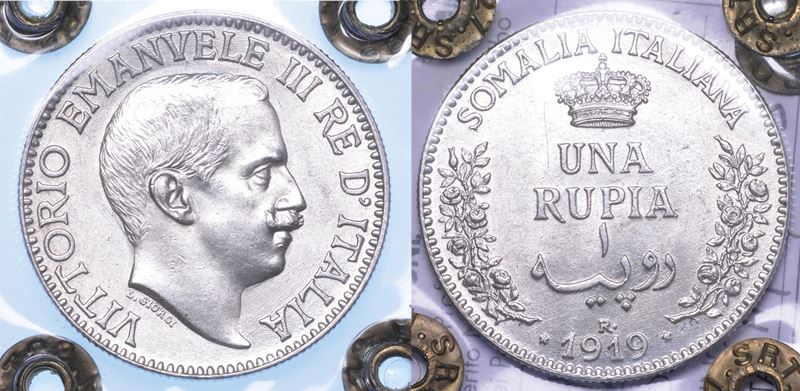 REGNO D'ITALIA. SOMALIA ITALIANA. VITTORIO EMANUELE III DI SAVOIA, 1909-1925. Rupia 1919.  - Asta Numismatica - I - Cambi Casa d'Aste