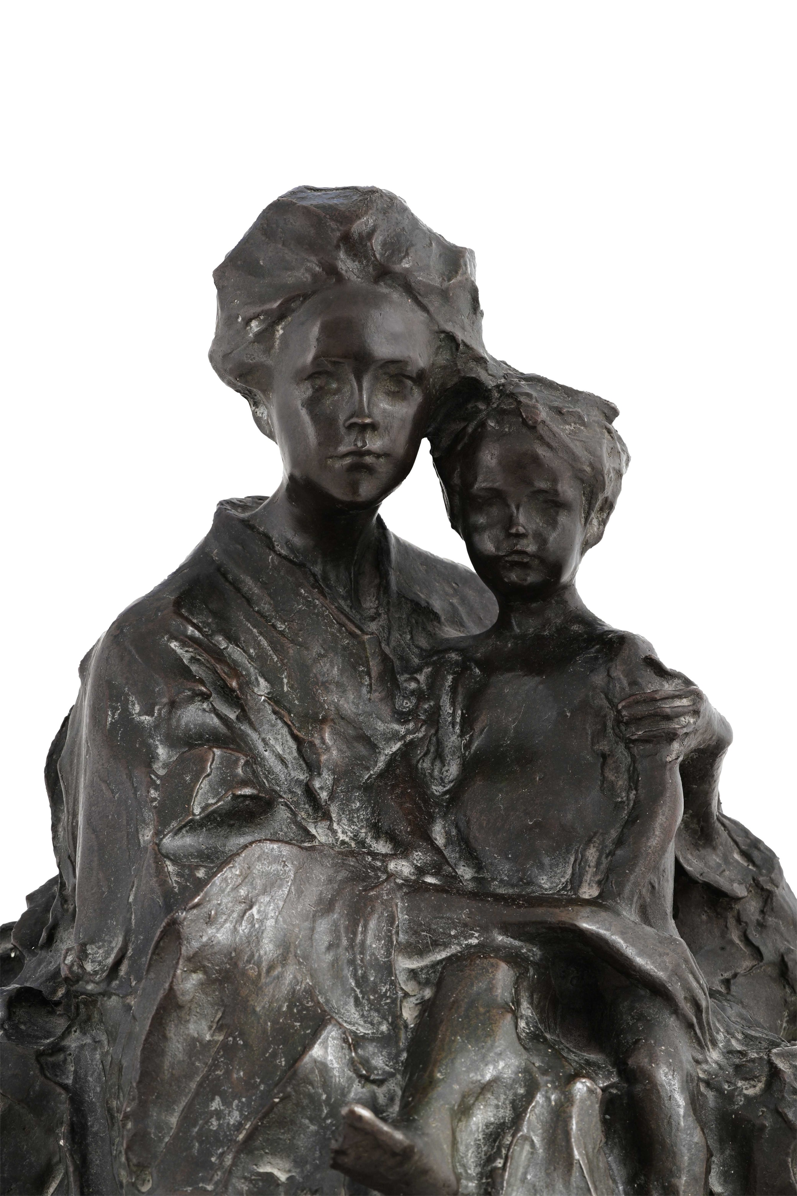 Paolo Troubetzkoy - Elin con il Figlio Pierre, scultura in bronzo