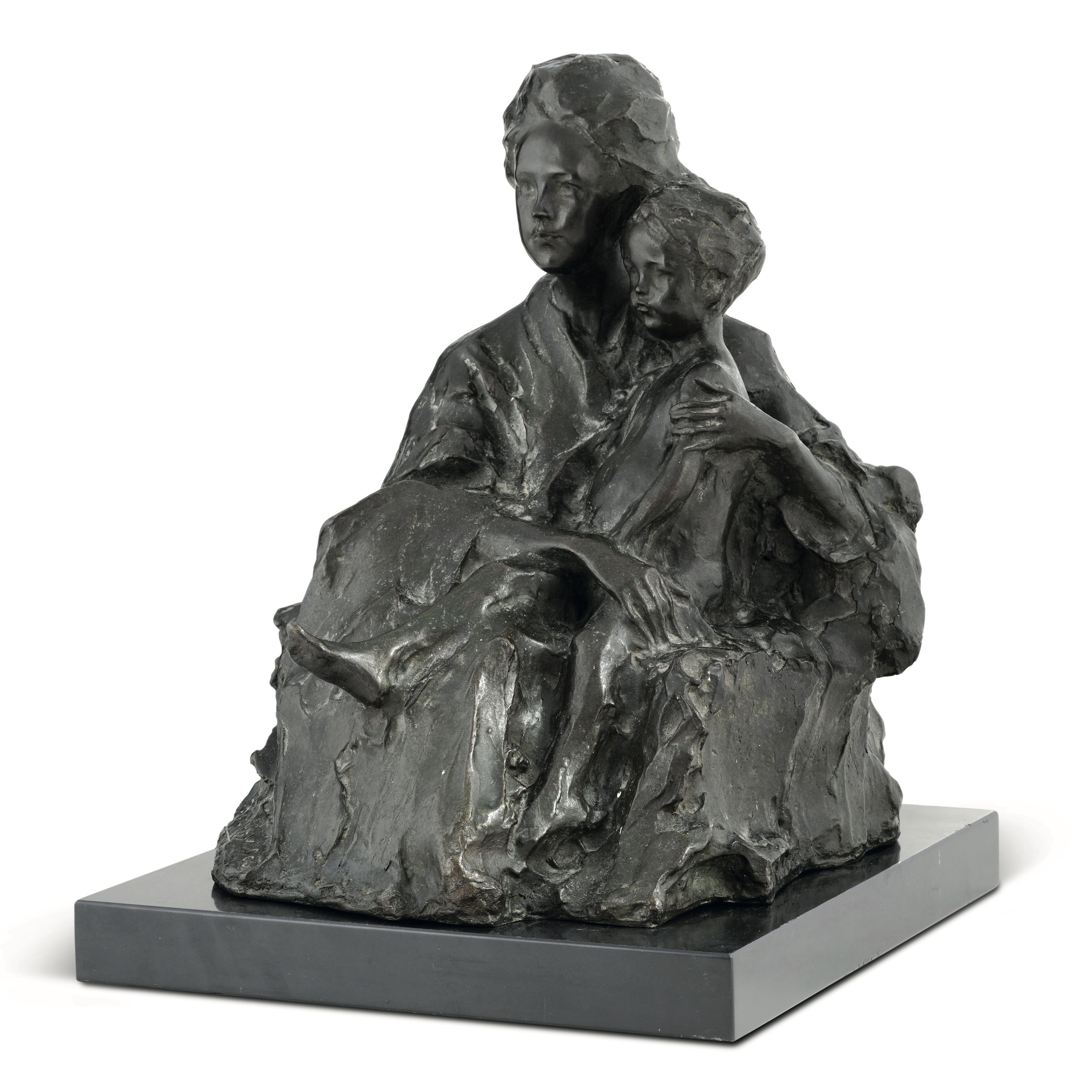 Paolo Troubetzkoy - Elin con il Figlio Pierre, scultura in bronzo