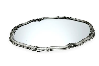 Présentoir a Specchio con Cornice in Argento. Argenteria Artistica Italiana. Marchio con Fascio L...