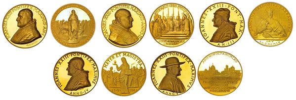 VATICANO. GIOVANNI XXIII (Angelo Giuseppe Roncalli), 1958-1963. Lotto di cinque medaglie in oro.