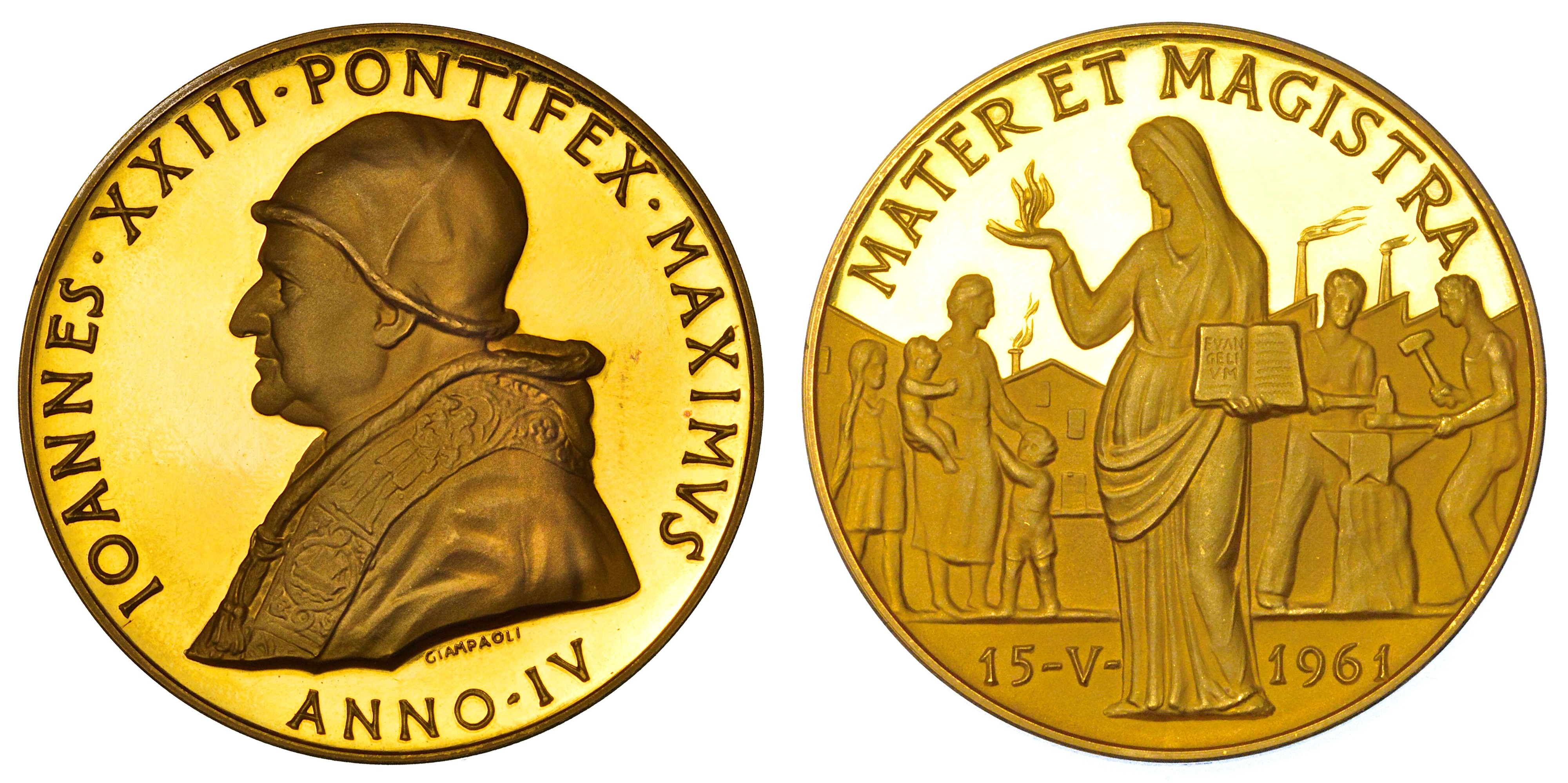 Vaticano. Giovanni XXIII (angelo Giuseppe Roncalli), 1958-1963. Lotto di Cinque Medaglie in Oro.