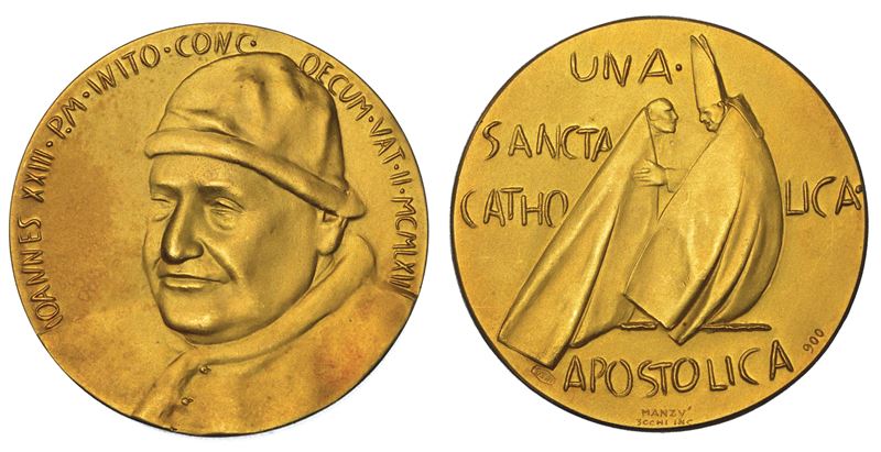 VATICANO. GIOVANNI XXIII (Angelo Giuseppe Roncalli), 1958-1963. Medaglia straordinaria in oro 1962. Concilio Ecumenico Vaticano II.  - Auction Numismatics - Medals and popes - II - Cambi Casa d'Aste