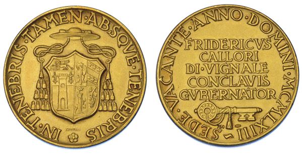 VATICANO. SEDE VACANTE, 1963. Medaglia in oro 1963. Governatore del Conclave Monsignore Federico Callori di Vignale.