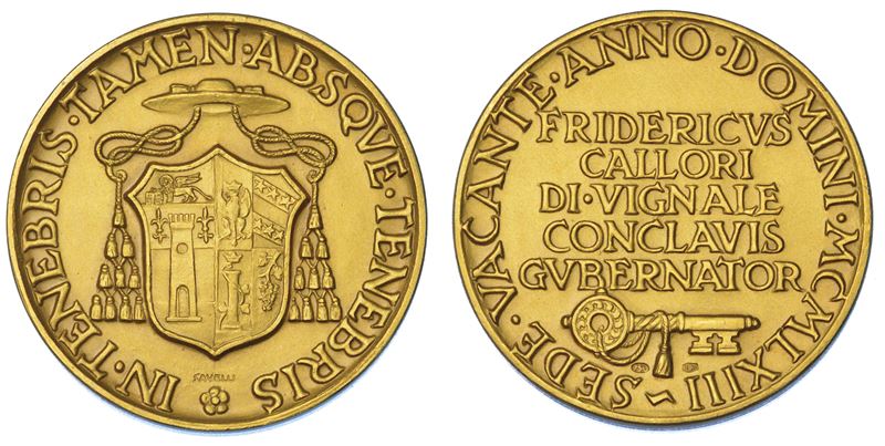 VATICANO. SEDE VACANTE, 1963. Medaglia in oro 1963. Governatore del Conclave Monsignore Federico Callori di Vignale.  - Asta Numismatica - Medals and Popes - II - Cambi Casa d'Aste