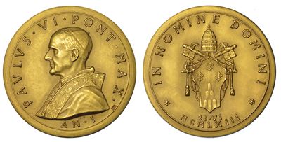 Vaticano. Paolo Vi (giovanni Battista Montini), 1963-1978. Medaglia Straordinaria in Oro 1963/a. ...