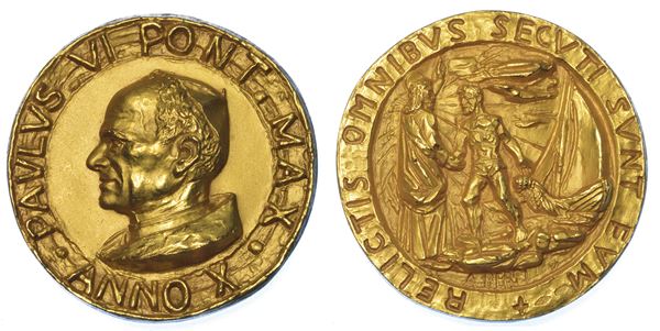 VATICANO. PAOLO VI (Giovanni Battista Montini), 1963-1978. Medaglia annuale in oro A. X. Ricordo della  [..]