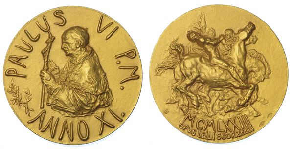 VATICANO. PAOLO VI (Giovanni Battista Montini), 1963-1978. Medaglia annuale in oro 1973/A. XI. Ricordo della conversione di San Paolo.