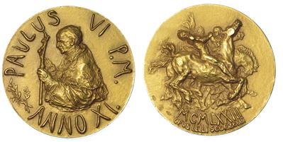 Vaticano. Paolo Vi (giovanni Battista Montini), 1963-1978. Medaglia Annuale in Oro 1973/a. XI. Ri...