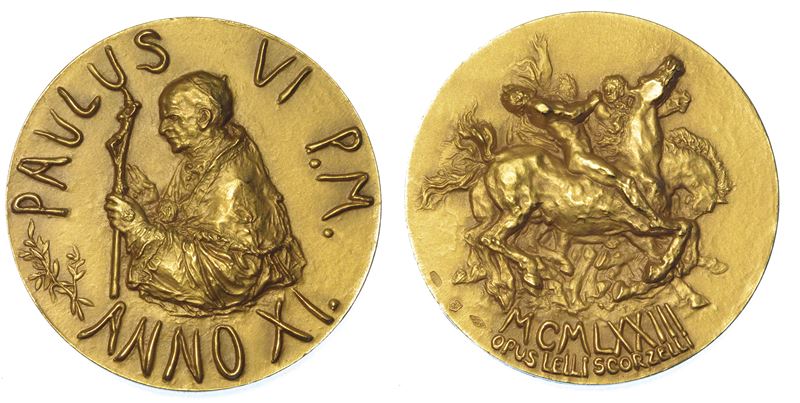 VATICANO. PAOLO VI (Giovanni Battista Montini), 1963-1978. Medaglia annuale in oro 1973/A. XI. Ricordo della conversione di San Paolo.  - Auction Numismatics - Medals and popes - II - Cambi Casa d'Aste
