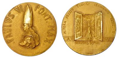 Vaticano. Paolo Vi (giovanni Battista Montini), 1963-1978. Medaglia Straordinaria in Oro 1963. Ri...