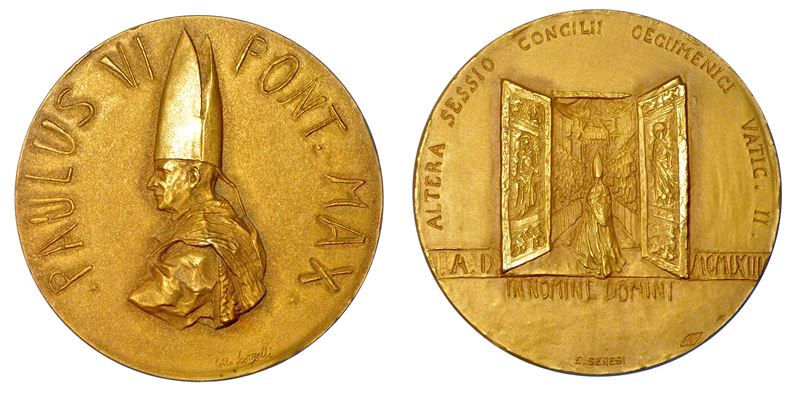 VATICANO. PAOLO VI (Giovanni Battista Montini), 1963-1978. Medaglia straordinaria in oro 1963. Riapertura Concilio Ecumenico Vaticano II.  - Auction Numismatics - Medals and popes - II - Cambi Casa d'Aste