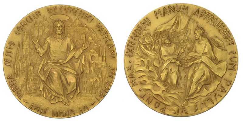 VATICANO. PAOLO VI (Giovanni Battista Montini), 1963-1978. Medaglia straordinaria in oro 1964. Apertura della III sessione del Concilio Ecumenico Vaticano II.  - Auction Numismatics - Medals and popes - II - Cambi Casa d'Aste