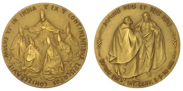 VATICANO. PAOLO VI (Giovanni Battista Montini), 1963-1978. Medaglia straordinaria in oro 1964. Viaggio del Pontefice in India.