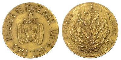 Vaticano. Paolo Vi (giovanni Battista Montini), 1963-1978. Medaglia Straordinaria in Oro 1965. Vi...