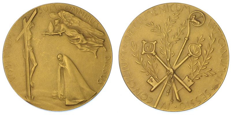 VATICANO. PAOLO VI (Giovanni Battista Montini), 1963-1978. Medaglia straordinaria in oro 1965. Quarta e ultima sessione del Concilio Ecumenico Vaticano II.  - Auction Numismatics - Medals and popes - II - Cambi Casa d'Aste