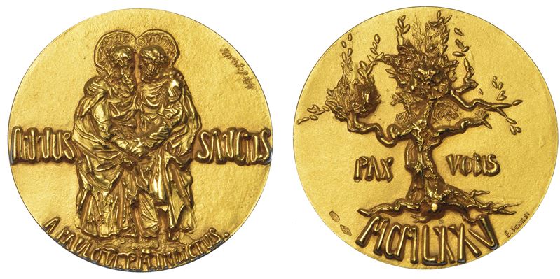 VATICANO. PAOLO VI (Giovanni Battista Montini), 1963-1978. Medaglia straordinaria in oro 1975. Anno Santo.  - Auction Numismatics - Medals and popes - II - Cambi Casa d'Aste