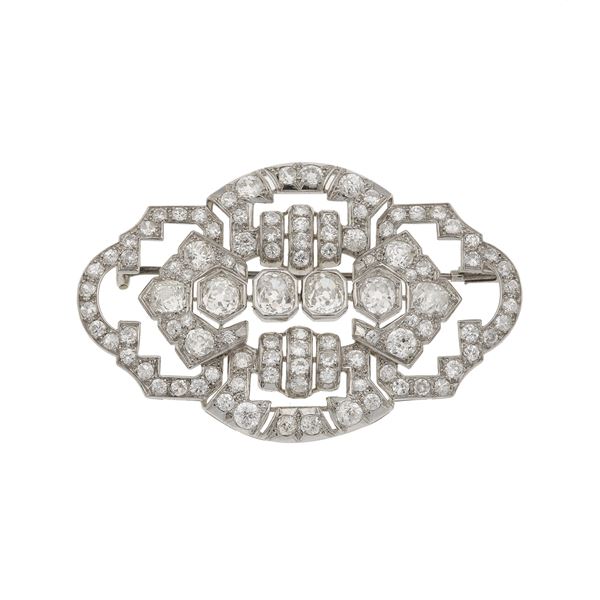 Spilla savonette con diamanti di vecchio taglio