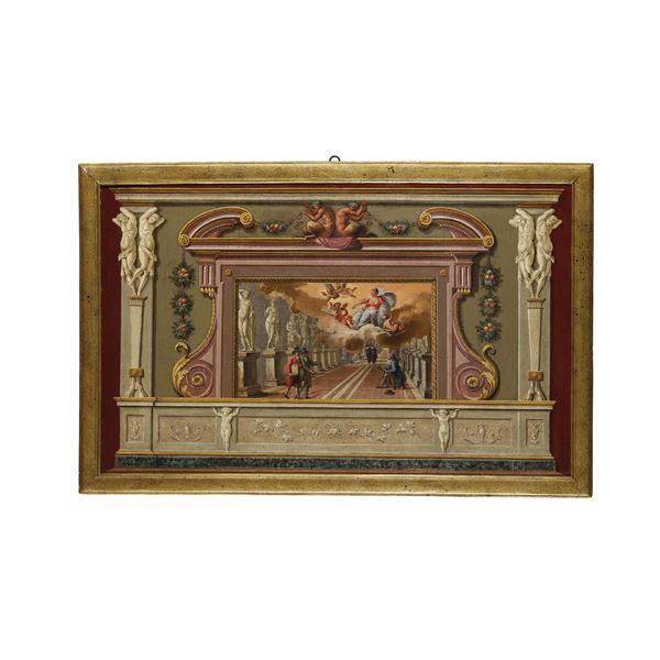 Serie di tre pannelli decorativi. Roma, XVIII secolo